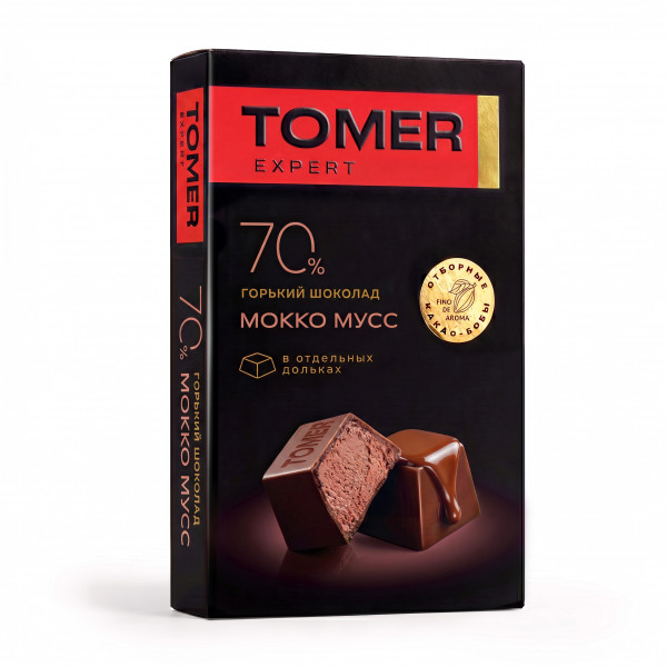 №1 Фабрика Томер  Горький шоколад с начинкой МОККО МУСС, 110г в Лесосибирске